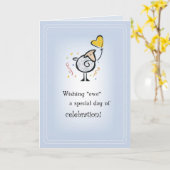 Schaap hart ballon verjaardag kaart (Gele Bloem)