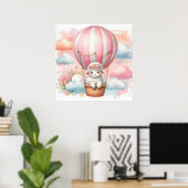 Schaap Heet Luchtballon Meisje Poster (Thuiskantoor)