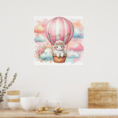 Schaap Heet Luchtballon Meisje Poster (Keuken)