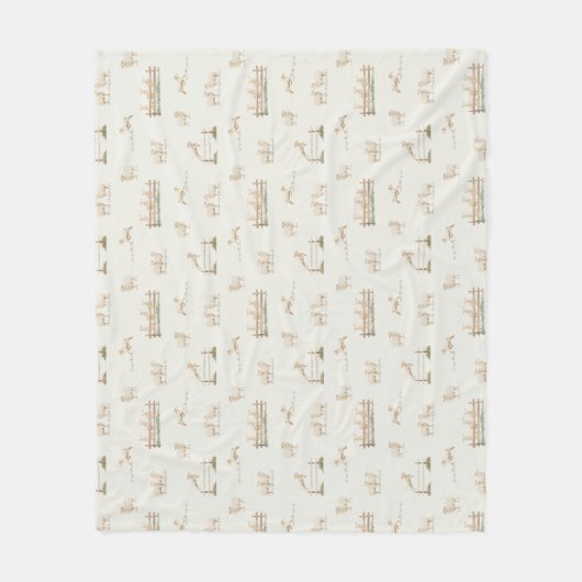 Schaap Houten Plot landbouw Fleece Deken (Voorkant)