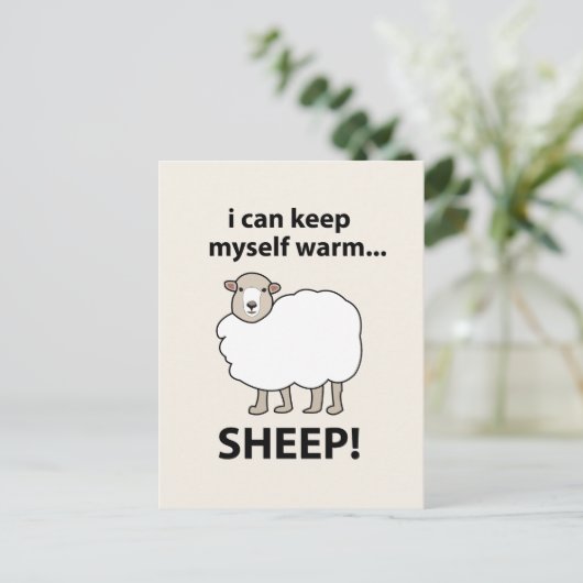 Schaap, ik kan mezelf warme schapen houden briefkaart (Staand voorkant)