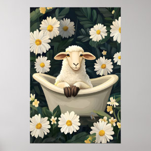 Schaap In Bad Poster, Grappige Dieren Poster