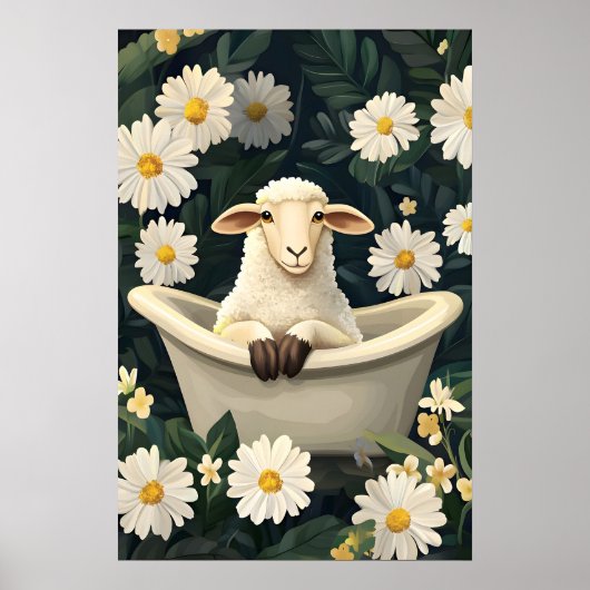 Schaap In Bad Poster, Grappige Dieren Poster (Voorkant)