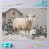 Schaap in besneeuwd winters landschap tissuepapier (Craft)