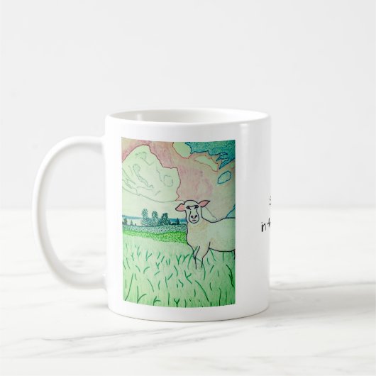 Schaap in de weide koffiemok (Links)