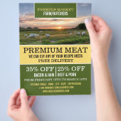 Schaap in het veld, boer & slager advertentie flyer (Hand)