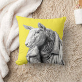 Schaap in jeans jas (Retro Geel) Kussen (Deken)