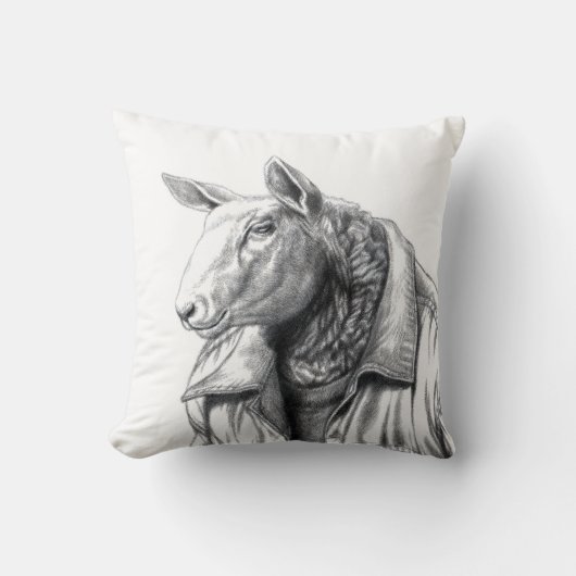 Schaap in jeans jas (sneeuw) kussen (Voorkant)