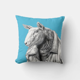 Schaap in jeansjas (Old-School Blue) Kussen