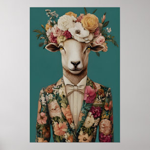 Schaap in pak poster, schaap portret, schaap olie poster