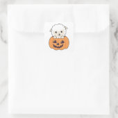 Schaap in pompoen schattig schaap gelukkig Hallowe Vierkante Sticker (Tas)
