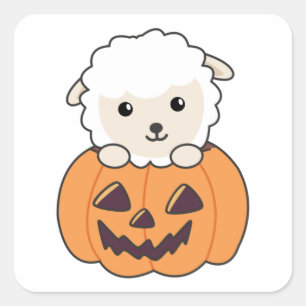 Schaap in pompoen schattig schaap gelukkig Hallowe Vierkante Sticker