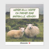 Schaap in veld aangepaste grote Sticker met tekst (Vel)