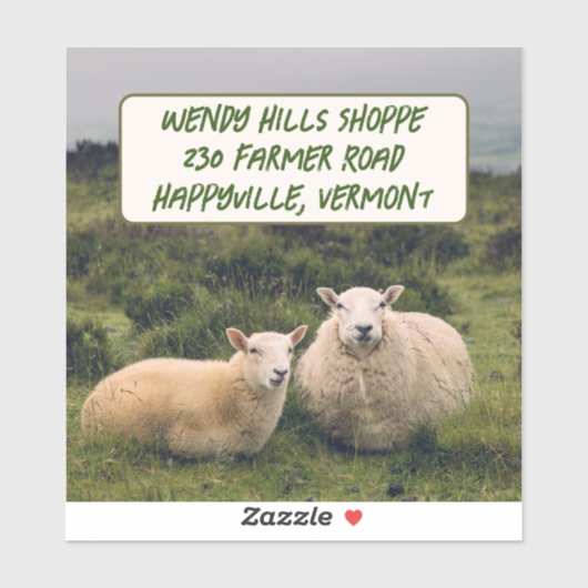 Schaap in veld aangepaste grote Sticker met tekst (Vel)