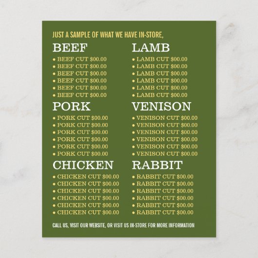 Schaap in veld, boer & slager reclame flyer (Achterkant)