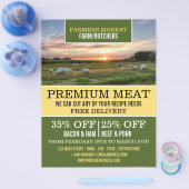 Schaap in veld, boer & slager reclame flyer (Enkel)