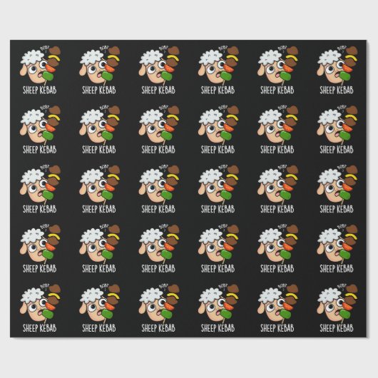 Schaap Kebab Funny Shish Kebab Pun Dark BG Cadeaupapier (Vlak)