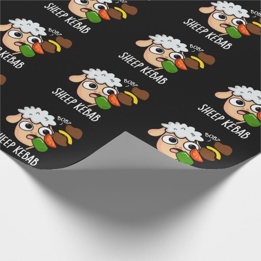 Schaap Kebab Funny Shish Kebab Pun Dark BG Cadeaupapier (Hoek)