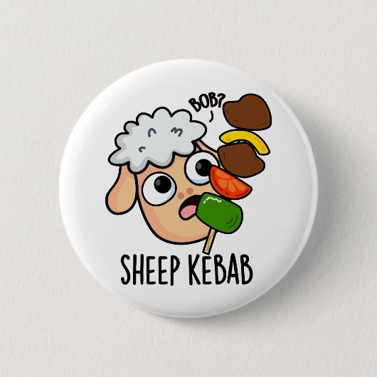 Schaap Kebab Grappige Shish Kebab Woordspeling Ronde Button 5,7 Cm (Voorkant)