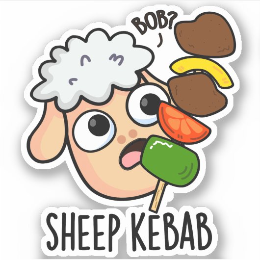 Schaap Kebab Grappige Shish Kebab Woordspeling Sticker (Voorkant)