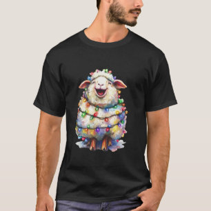Schaap Kerstverlichting Grappige Kerstman Hoed Vro T-shirt