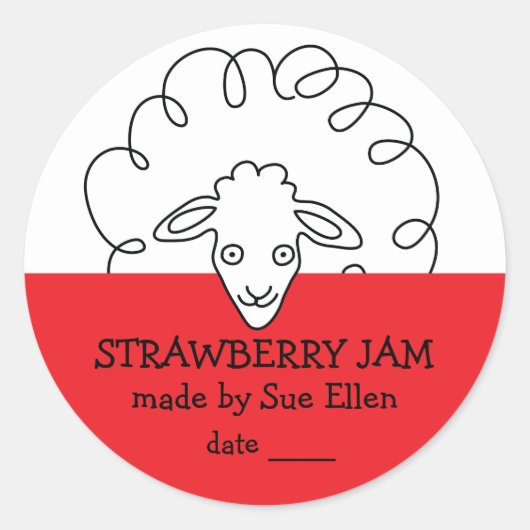 Schaap-label voor jam pot ronde sticker (Voorkant)