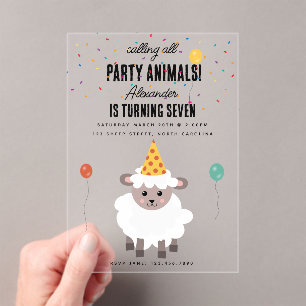 Schaap Lam Cute Boerderij Feest Dieren Verjaardag Acryl Uitnodigingen