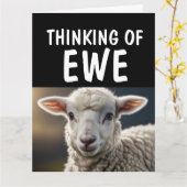 SCHAAP LAM FUNNY PUN HALLO Wenskaarten Kaart (Gele Bloem)