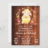 Schaap, lammetje, meisjesverjaardagsuitnodiging. kaart (Voorkant)