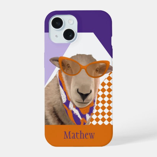 Schaap met bril iPhone 15 case (Achterkant)