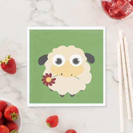 Schaap Met Een Bloem Servet