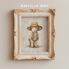 Schaap Met Hoed Schilderij Whimsical Boerderijdier Poster