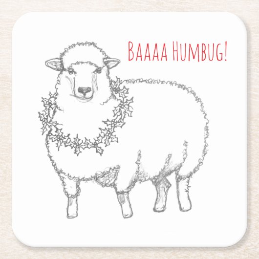 Schaap Met Hulst Kartonnen Onderzetters (Voorkant)