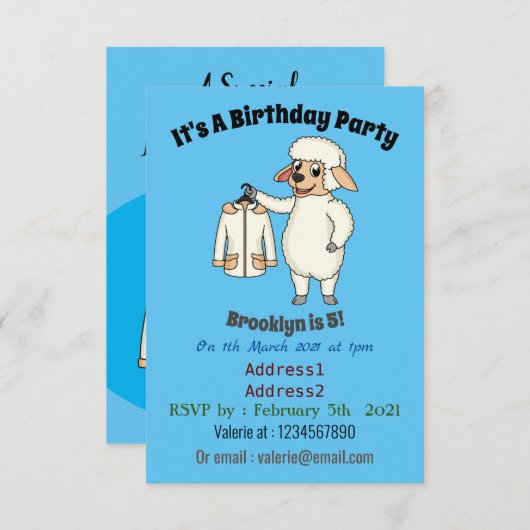 Schaap met jasje cartoon kaart (Voorkant / Achterkant)