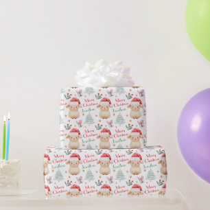 Schaap met Kerstmanhoed Kerstboom Cadeaupapier