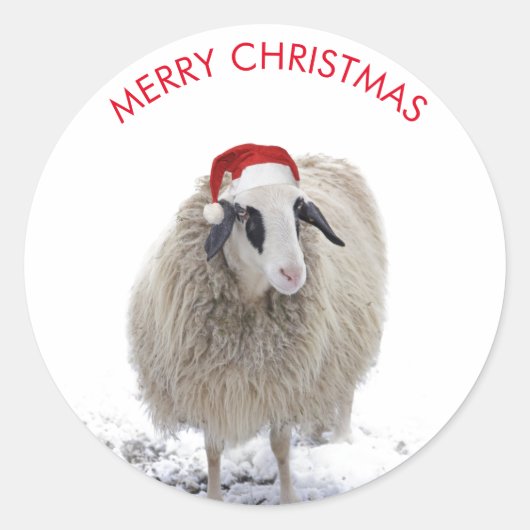 SCHAAP MET KERSTMUTS AANPASBARE STICKERS (Voorkant)