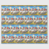 Schaap met kerstmutsen die door schuur Kerstmis lo Cadeaupapier (Vlak)