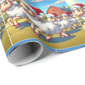Schaap met kerstmutsen die door schuur Kerstmis lo Cadeaupapier (Rol Hoek)