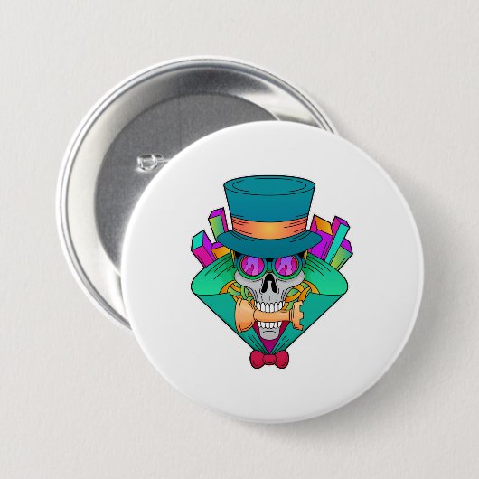 Schaap met schaafkop Rook Ronde Button 7,6 Cm (Voorkant /achterkant)