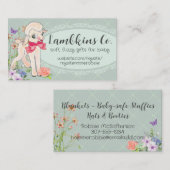 schaap met schattig lamswol breien haakwerk naaien visitekaartje (Voorkant / Achterkant)