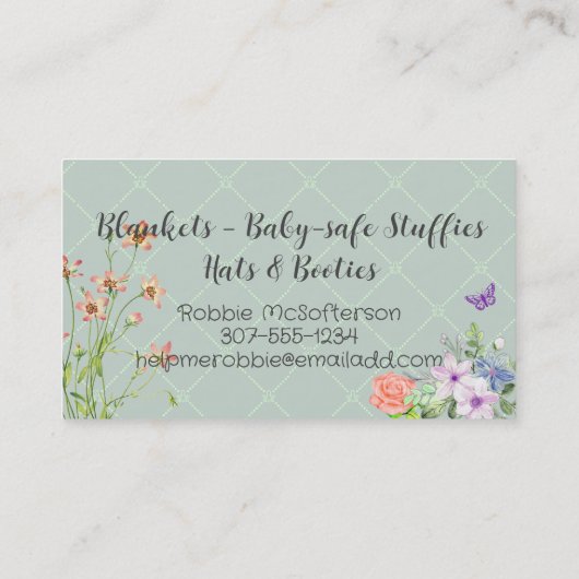 schaap met schattig lamswol breien haakwerk naaien visitekaartje (Achterkant)