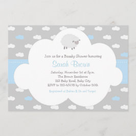 Schaap met wolkenuitnodiging (grijs blauw) kaart