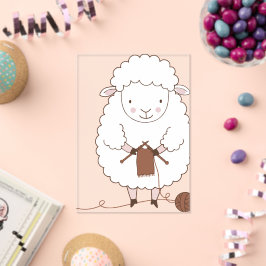 Schaap Mignon dat Bruine Wol Breidt Acryl Uitnodigingen