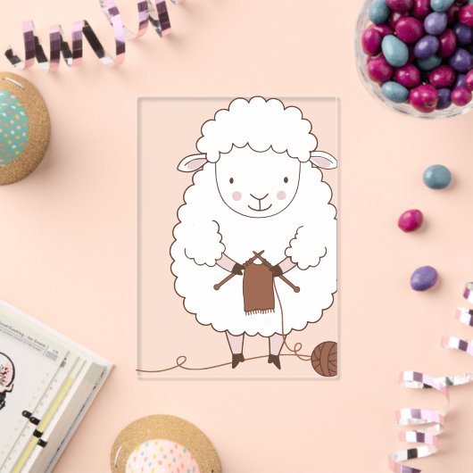 Schaap Mignon dat Bruine Wol Breidt Acryl Uitnodigingen (Insitu (Viering))