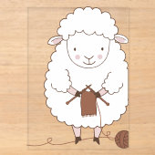 Schaap Mignon dat Bruine Wol Breidt Acryl Uitnodigingen (Voorkant)