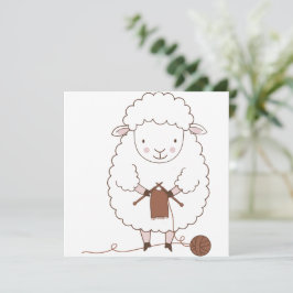 Schaap Mignon dat Bruine Wol Breidt Kaart