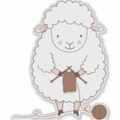 Schaap Mignon dat Bruine Wol Breidt Sticker (Voorkant)