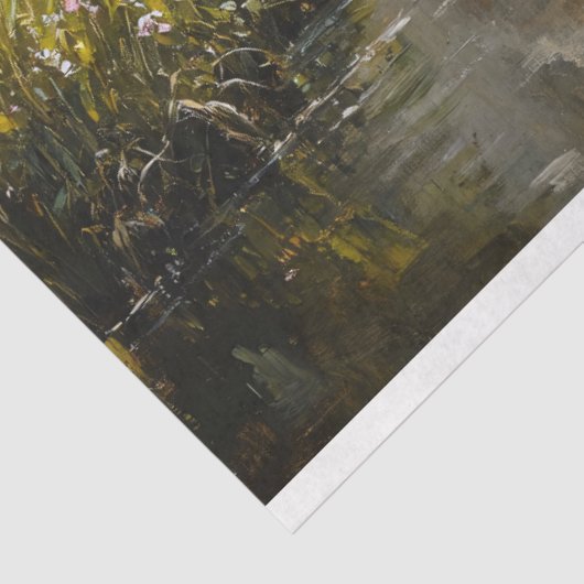 Schaap onder een wilgenboom schilderij Decoupage Tissuepapier (Detail)