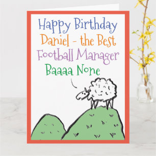 Schaap ontwerp gefeliciteerd een voetbalcoach kaart