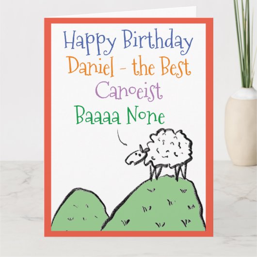 Schaap ontwerp gelukkige verjaardag aan een kanoër kaart (Voorkant)